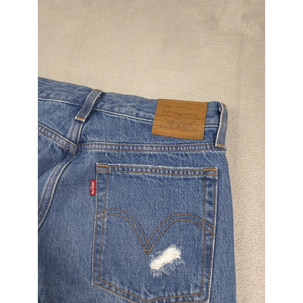 New‎ Levis Wedgie Straight Jeans Womens 26 Blue Denim Distressed - Picture 4 of 8